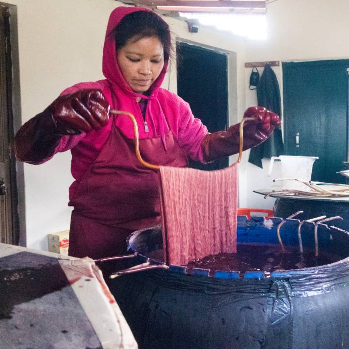 Women Dyeing Shawls Stoles Scarves with Natural Dyes