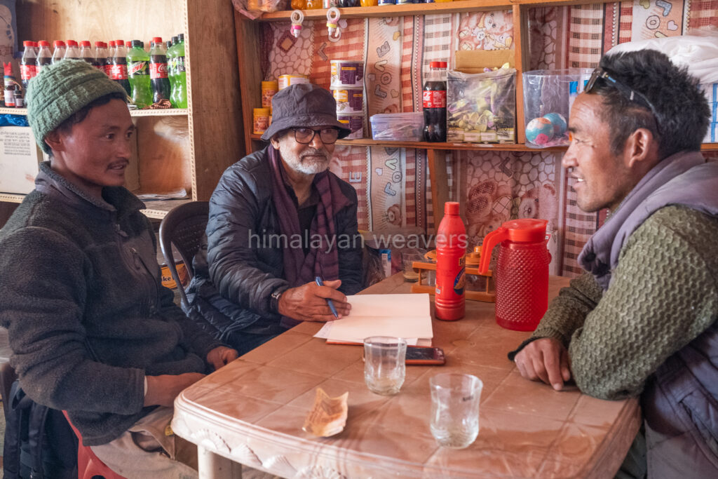 Discussing pashmina with nomads in Changthang